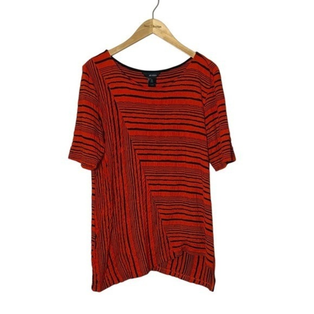 ALI MILES XL Half Sleeve Asymmetric Hem Tunic Top Lagenlook Boho Artsy